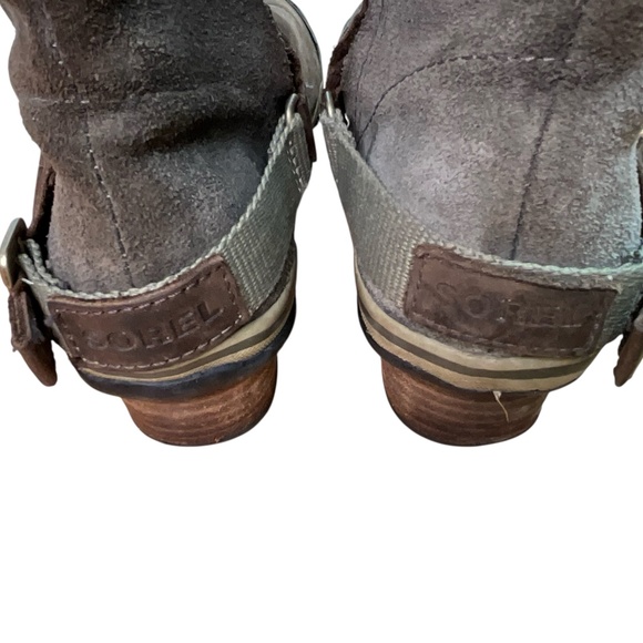 SOREL Genuine Leather Slimboot Waterproof Burnished Leather Buckle Detail Sz 8 - Picture 7 of 12